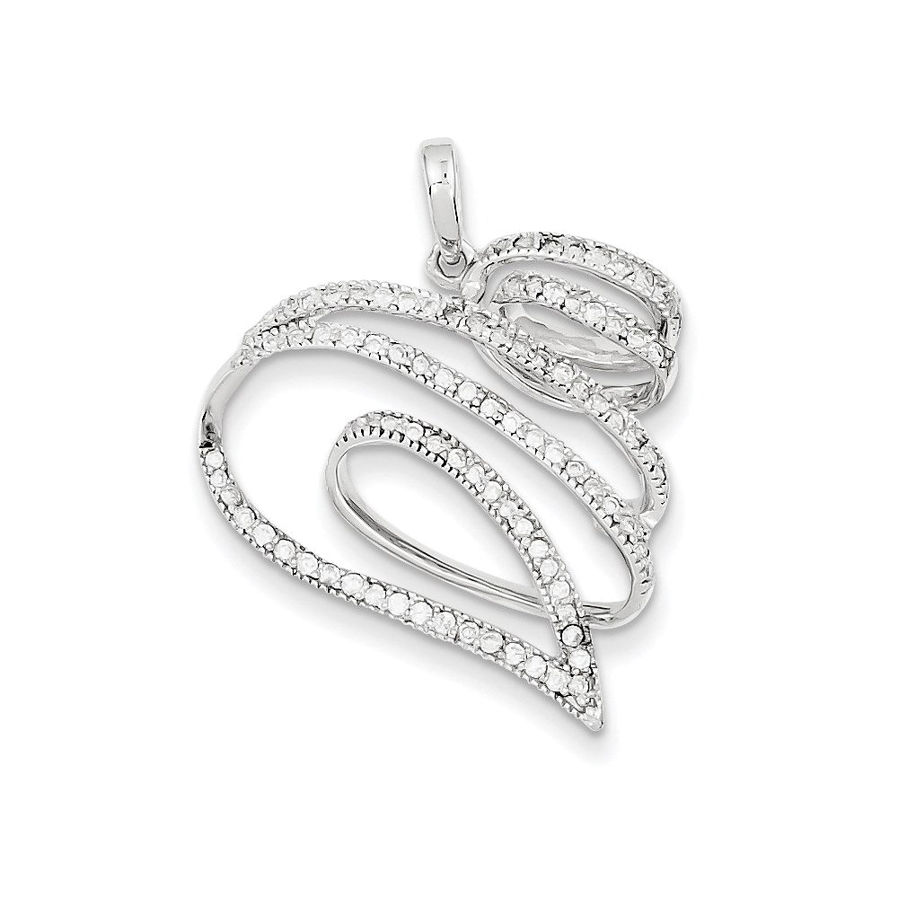 14K White Gold Real Diamond Pendant