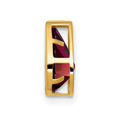 14K Yellow Gold 9x6mm Pear Garnet Checker bezel pendant