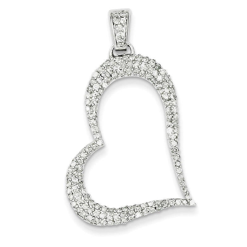14k White Gold Diamond Heart Pendant