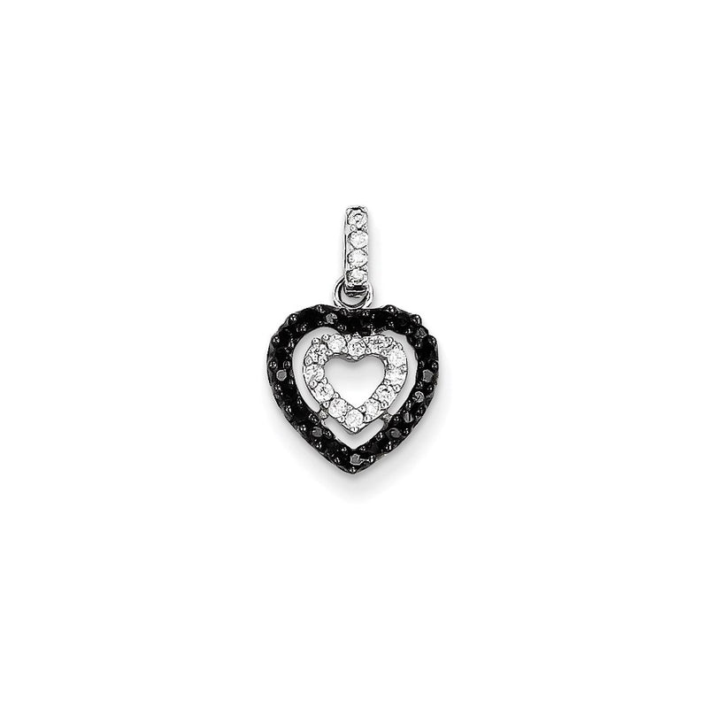 14k White Gold Blk. & Wht. Real Diamond Pendant