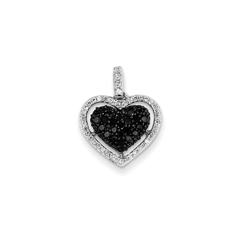 14k White Gold AA Real Diamond Heart Pendant