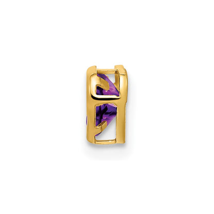 14K Yellow Gold 5mm Heart Amethyst bezel pendant
