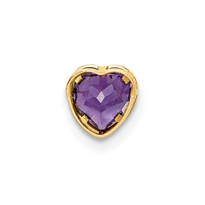 14K Yellow Gold 5mm Heart Amethyst bezel pendant