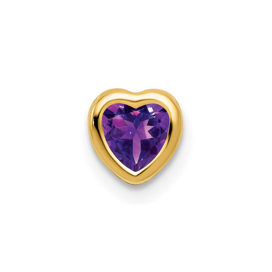 14K Yellow Gold 5mm Heart Amethyst bezel pendant