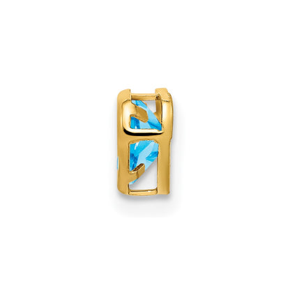 14K Yellow Gold 5mm Heart Blue Topaz bezel pendant