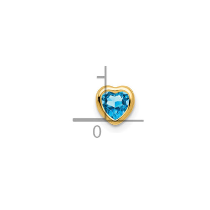 14K Yellow Gold 5mm Heart Blue Topaz bezel pendant