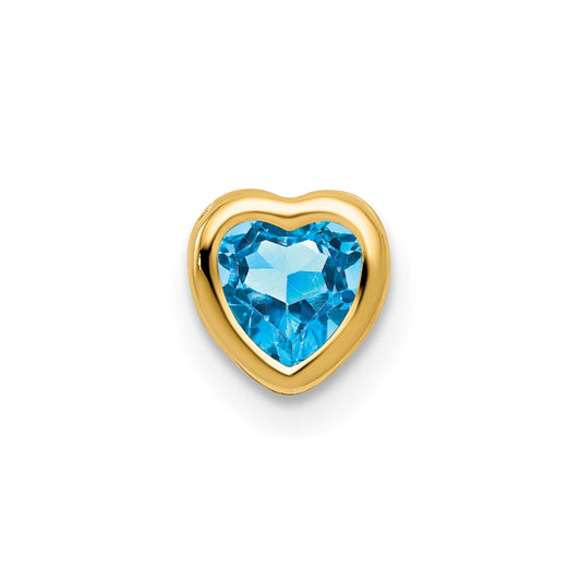 14K Yellow Gold 5mm Heart Blue Topaz bezel pendant