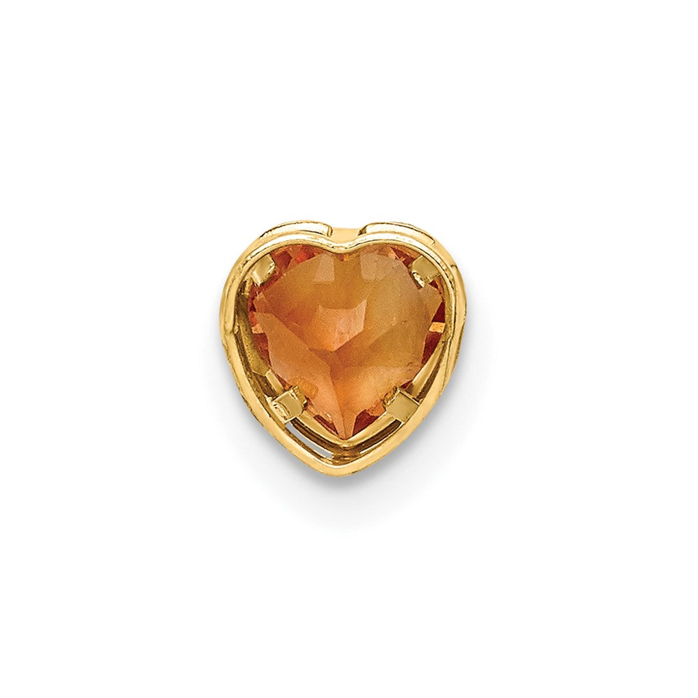 14K Yellow Gold 5mm Heart Citrine bezel pendant
