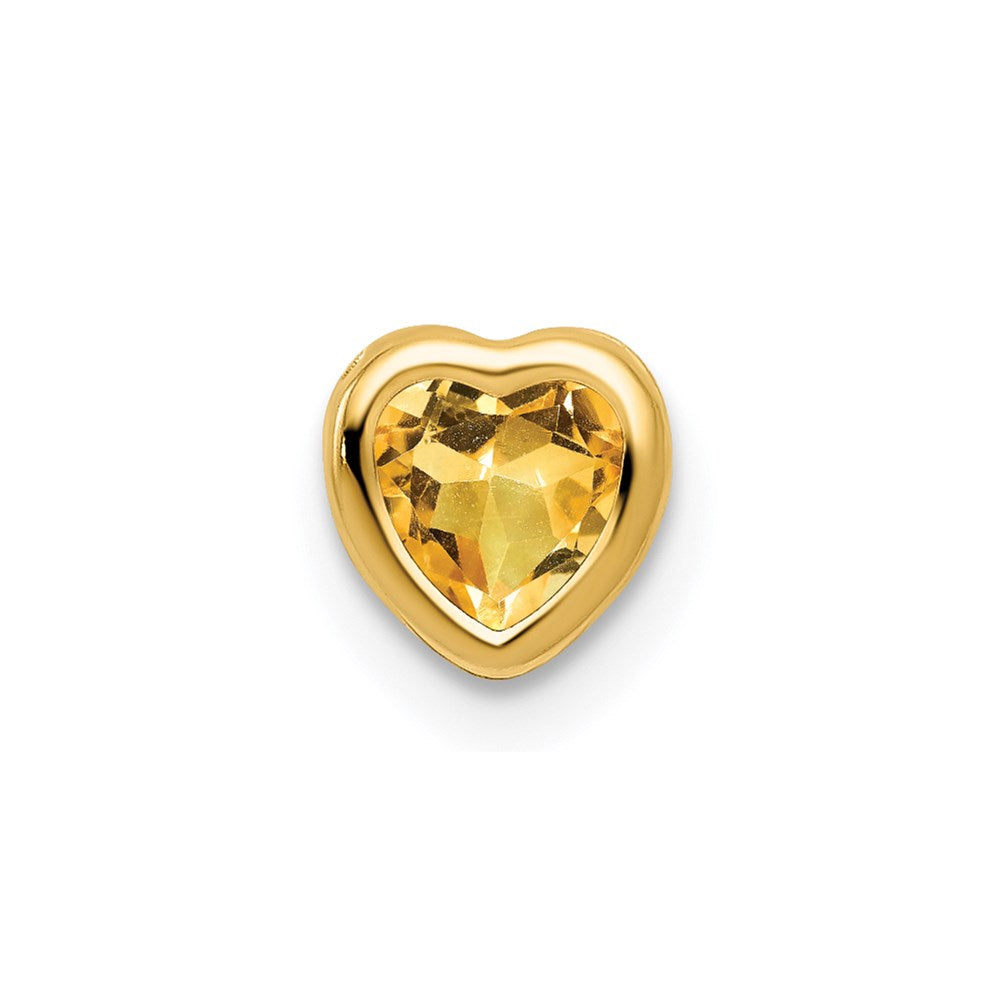 14K Yellow Gold 5mm Heart Citrine bezel pendant