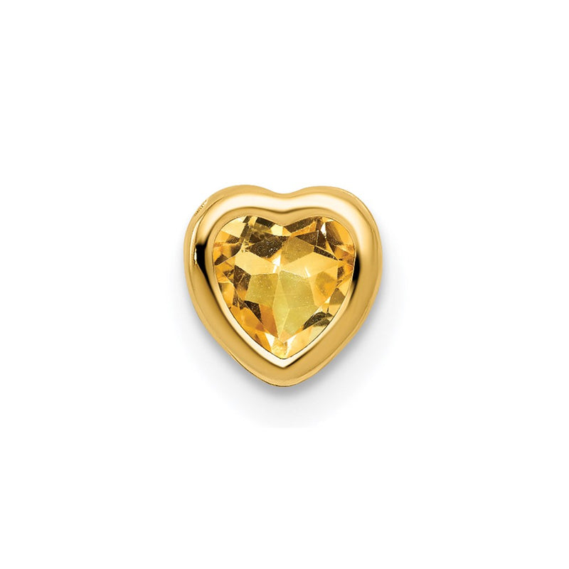 14K Yellow Gold 5mm Heart Citrine bezel pendant