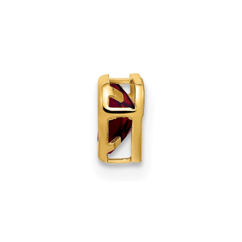 14K Yellow Gold 5mm Heart Garnet bezel pendant