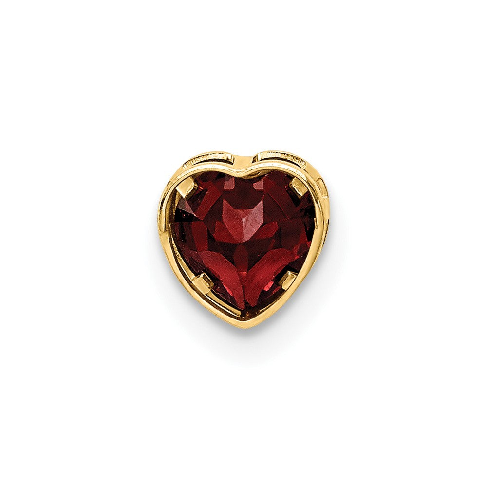 14K Yellow Gold 5mm Heart Garnet bezel pendant