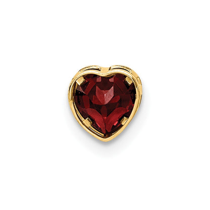 14K Yellow Gold 5mm Heart Garnet bezel pendant