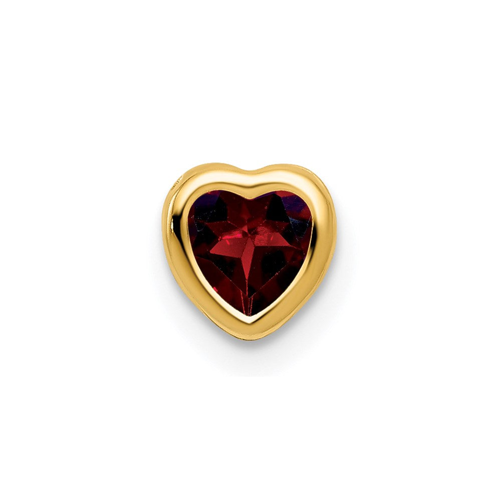 14K Yellow Gold 5mm Heart Garnet bezel pendant