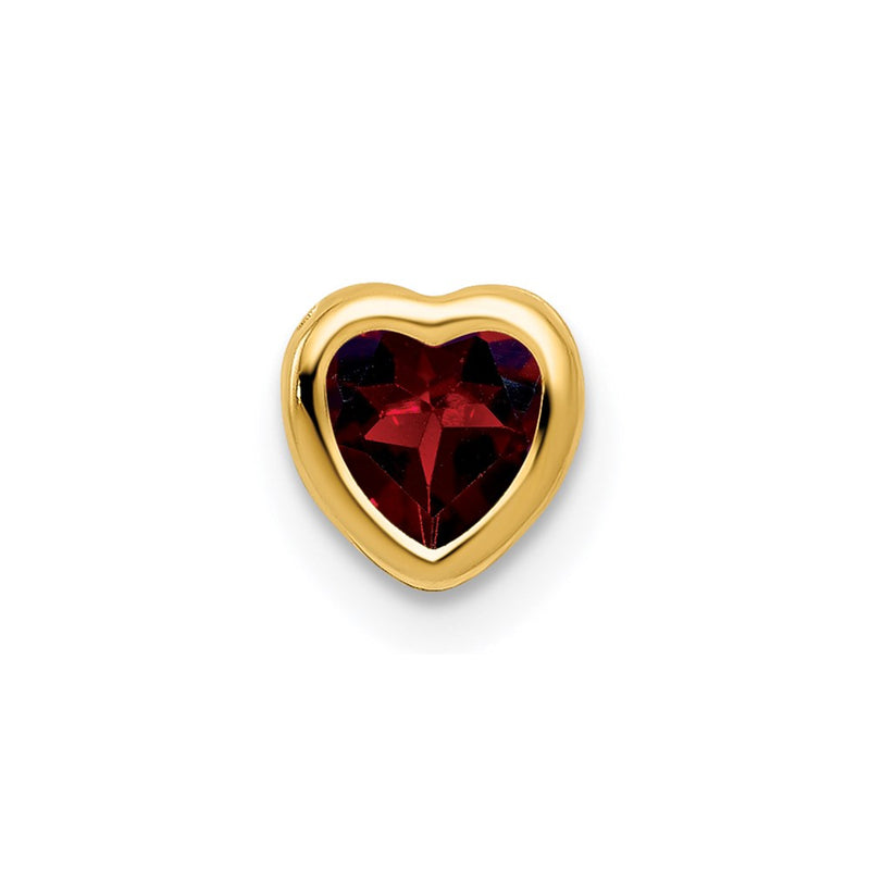 14K Yellow Gold 5mm Heart Garnet bezel pendant