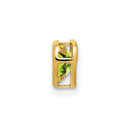14K Yellow Gold 5mm Heart Peridot bezel pendant