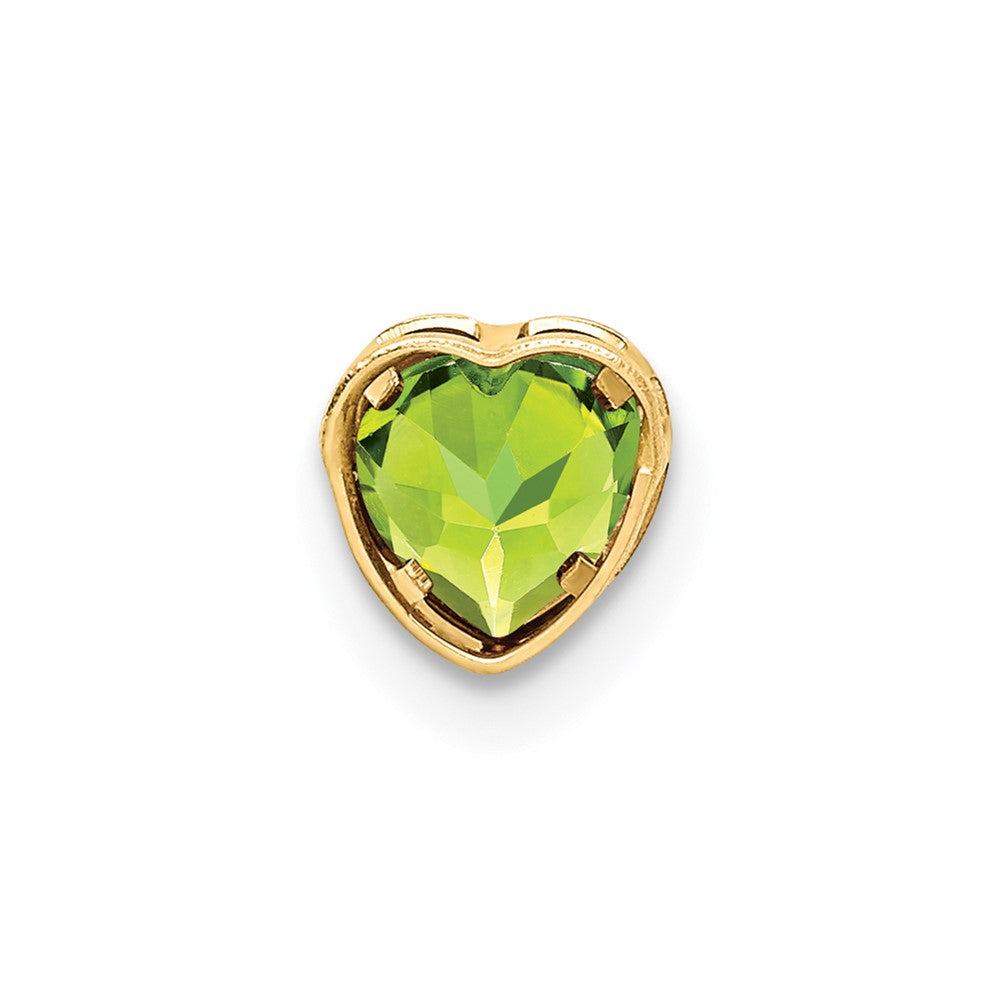 14K Yellow Gold 5mm Heart Peridot bezel pendant