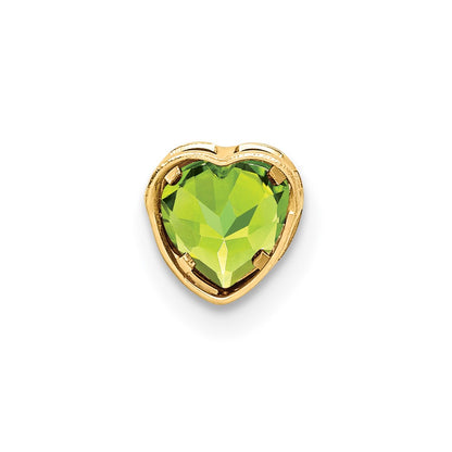 14K Yellow Gold 5mm Heart Peridot bezel pendant