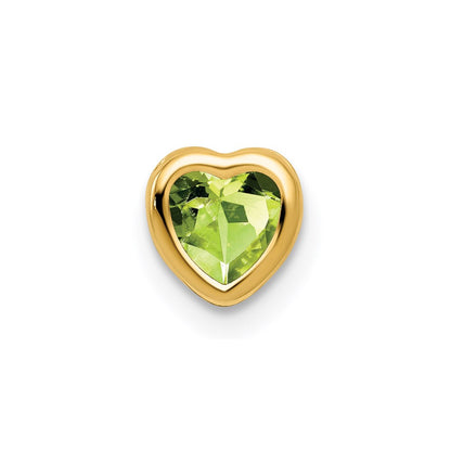 14K Yellow Gold 5mm Heart Peridot bezel pendant