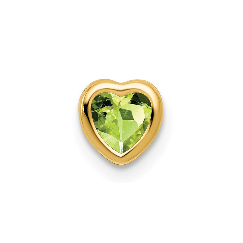 14K Yellow Gold 5mm Heart Peridot bezel pendant