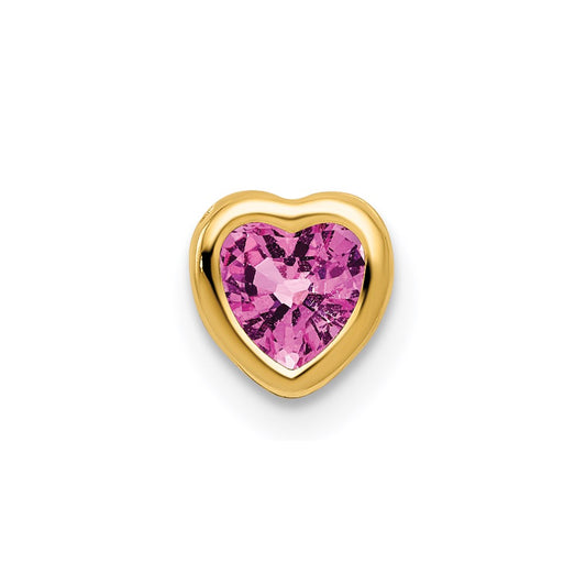 14K Yellow Gold 5mm Heart Pink Sapphire bezel pendant