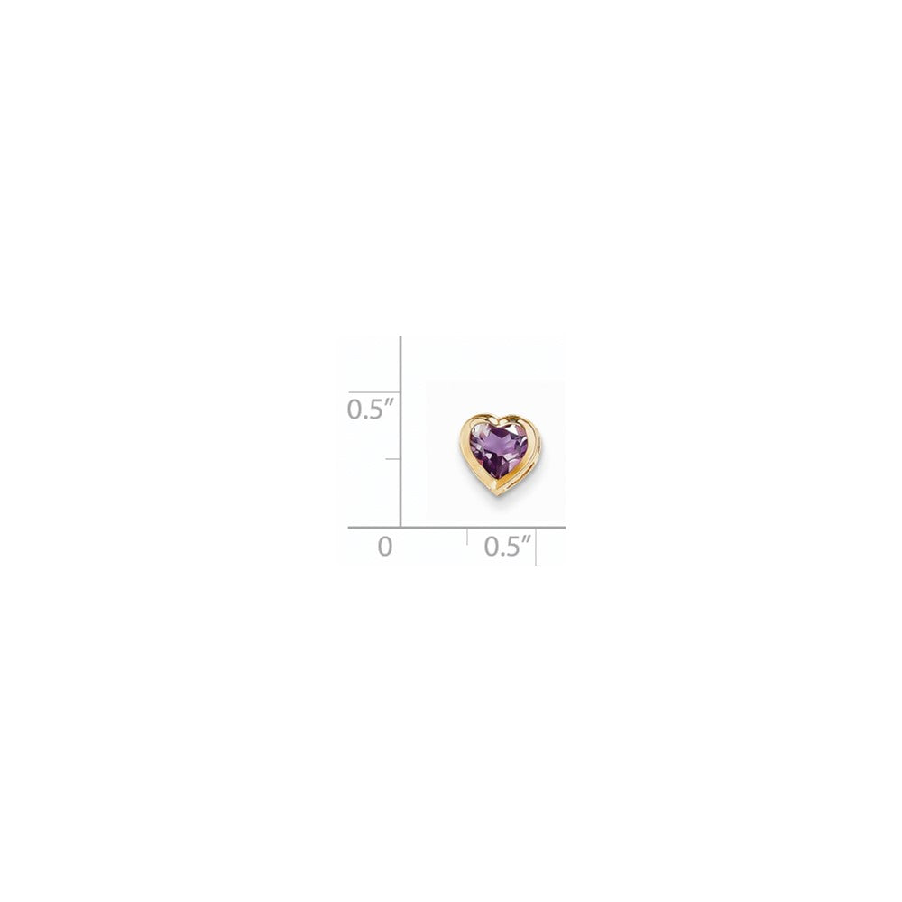 14K Yellow Gold 6mm Heart Amethyst bezel pendant