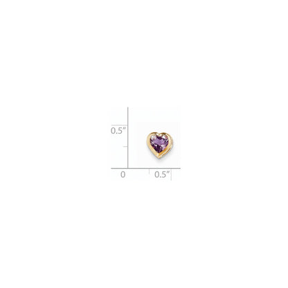 14K Yellow Gold 6mm Heart Amethyst bezel pendant