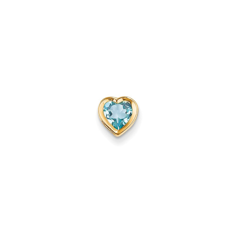 14K Yellow Gold 6mm Heart Blue Topaz bezel pendant