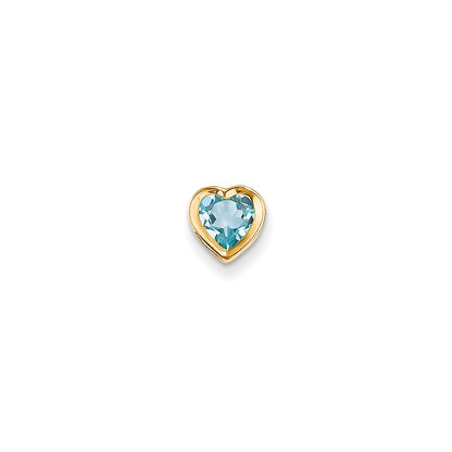14K Yellow Gold 6mm Heart Blue Topaz bezel pendant