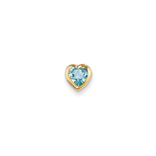 14K Yellow Gold 6mm Heart Blue Topaz bezel pendant