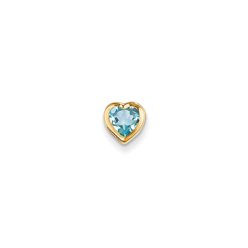 14K Yellow Gold 6mm Heart Blue Topaz bezel pendant