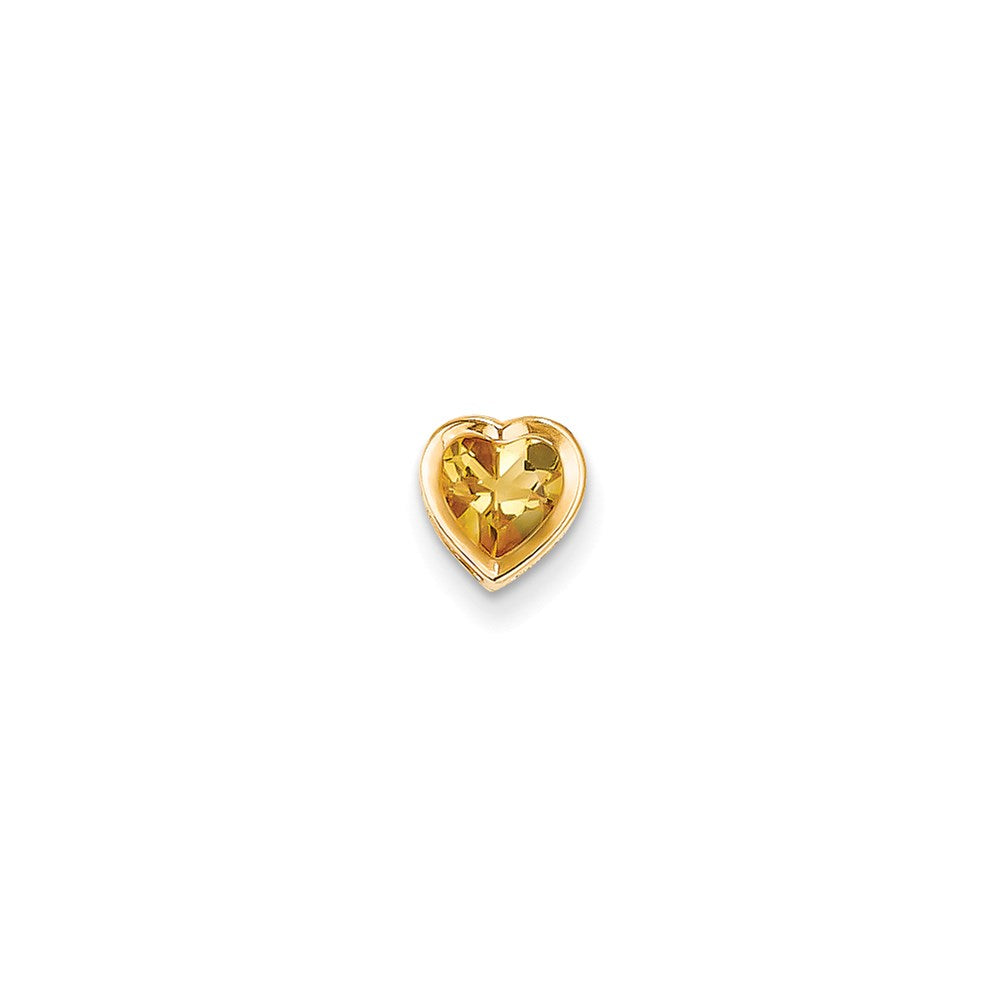 14K Yellow Gold 6mm Heart Citrine bezel pendant