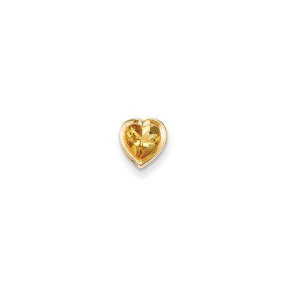 14K Yellow Gold 6mm Heart Citrine bezel pendant