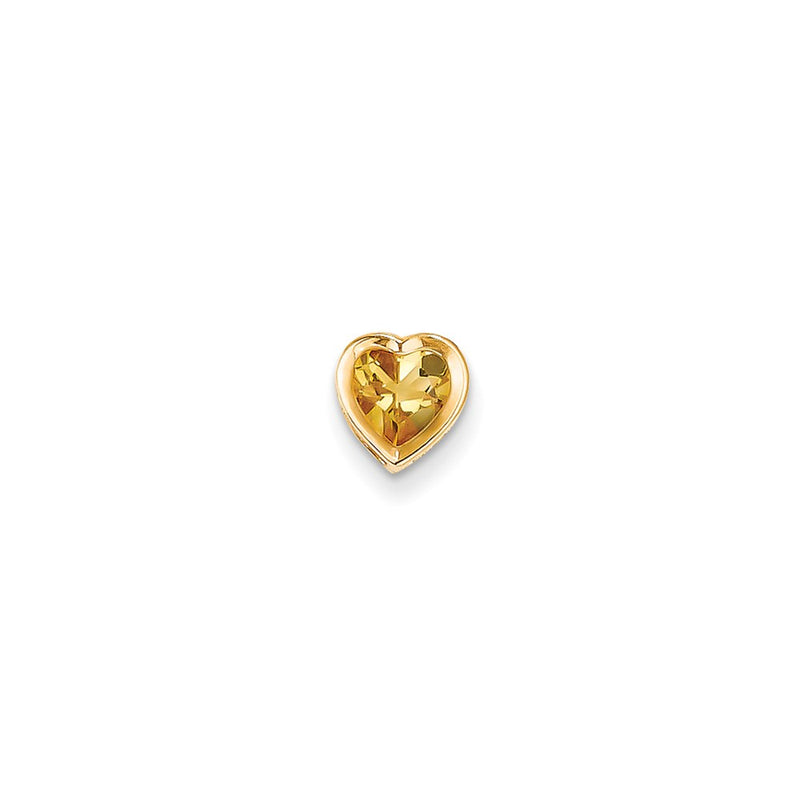 14K Yellow Gold 6mm Heart Citrine bezel pendant