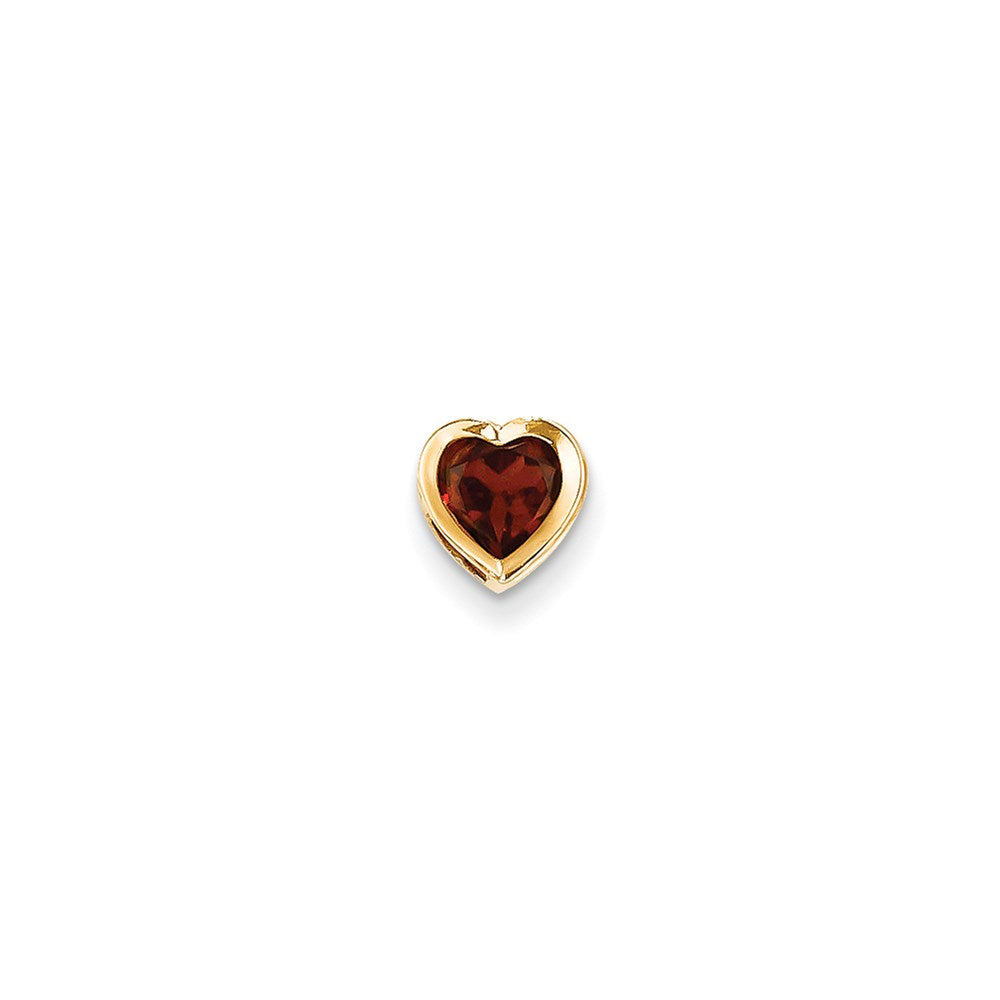 14K Yellow Gold 6mm Heart Garnet bezel pendant