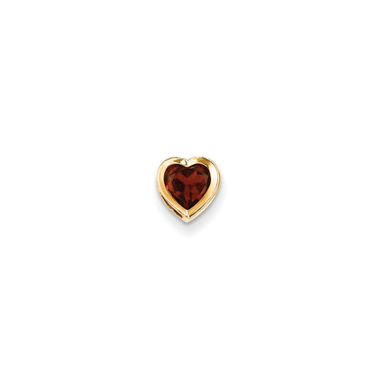 14K Yellow Gold 6mm Heart Garnet bezel pendant
