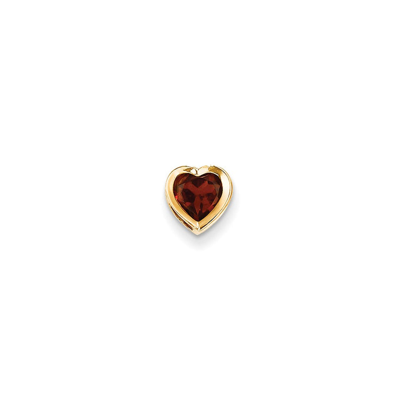 14K Yellow Gold 6mm Heart Garnet bezel pendant