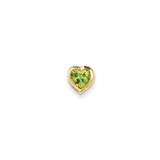 14K Yellow Gold 6mm Heart Peridot Bezel Pendant