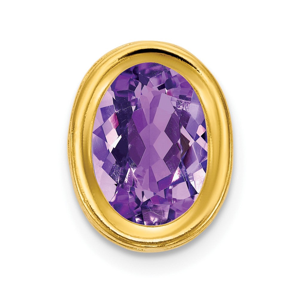 14K Yellow Gold 7x5mm Oval Amethyst bezel pendant