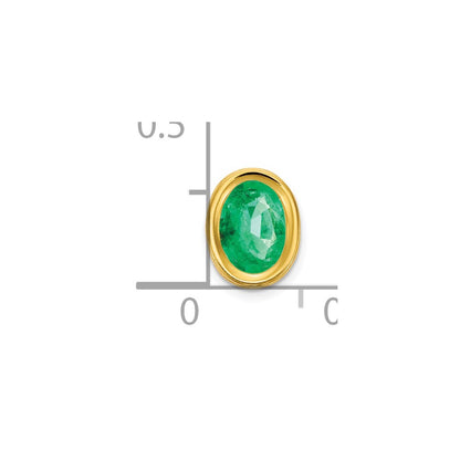 14K Yellow Gold 7x5mm Oval Emerald bezel pendant
