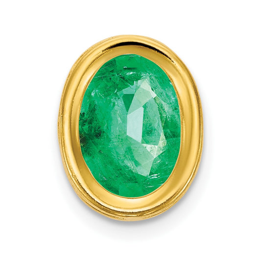 14K Yellow Gold 7x5mm Oval Emerald bezel pendant