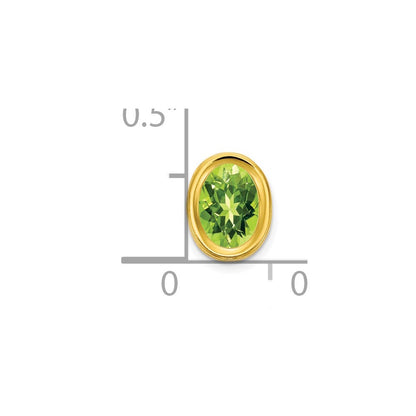 14K Yellow Gold 7x5mm Oval Peridot bezel pendant
