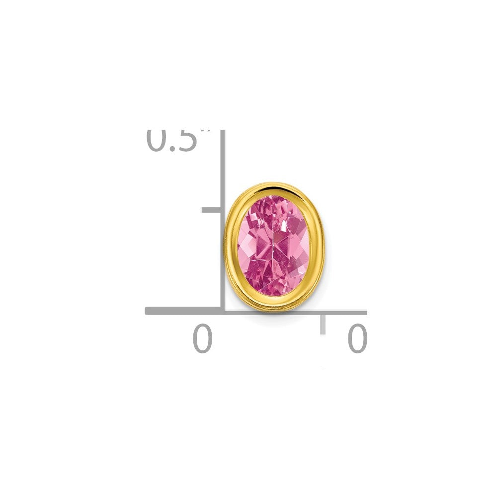 14k Yellow Gold 7x5mm Oval Pink Tourmaline bezel pendant