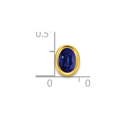 14k 7x5mm Oval Sapphire bezel Pendant