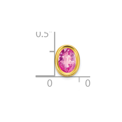 14k 7x5mm Oval Pink Sapphire bezel Pendant