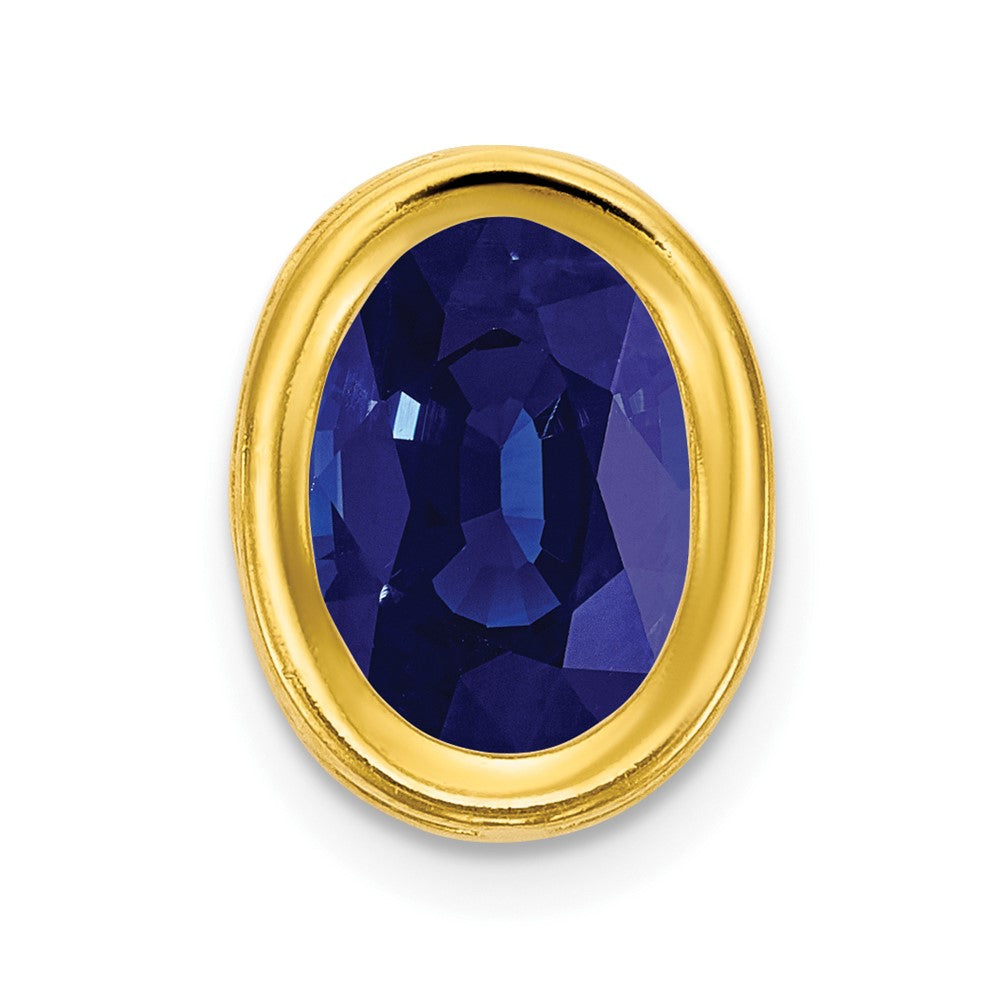 14k 7x5mm Oval Sapphire bezel Pendant