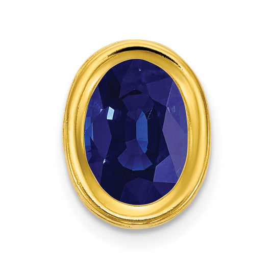 14k 7x5mm Oval Sapphire bezel Pendant