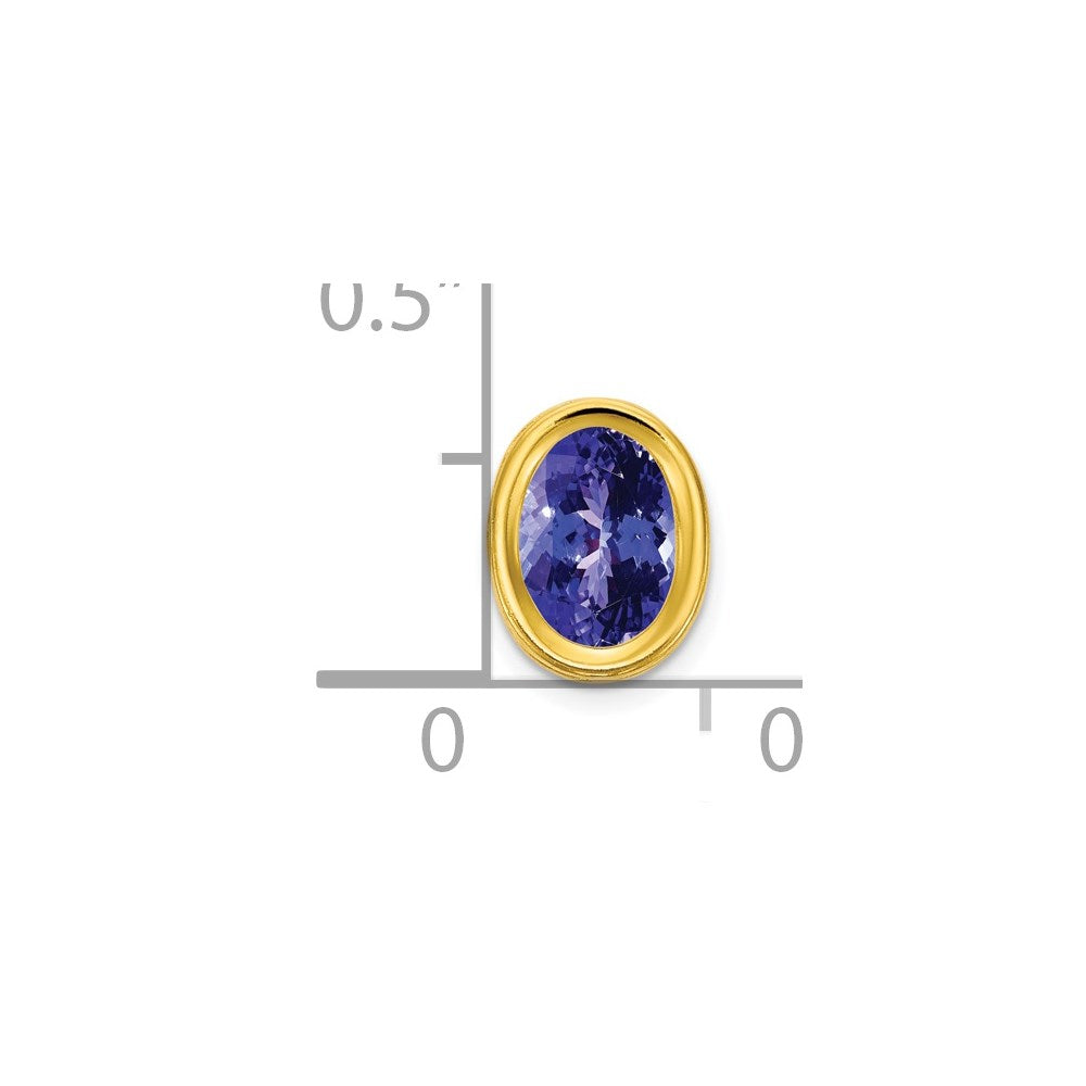 14k Yellow Gold 7x5mm Oval Tanzanite bezel pendant