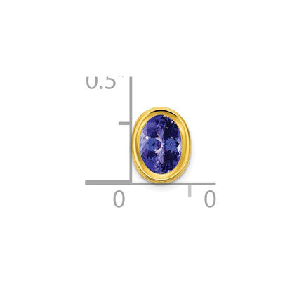 14k Yellow Gold 7x5mm Oval Tanzanite bezel pendant