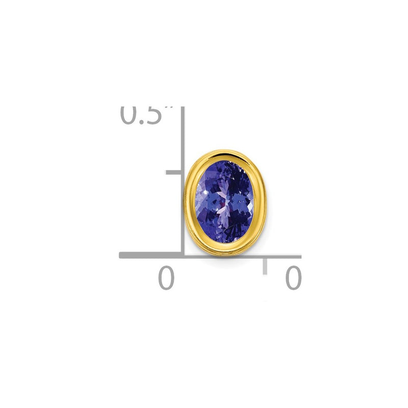 14k Yellow Gold 7x5mm Oval Tanzanite bezel pendant